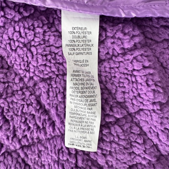 LL Bean Purple Quilted Puffer Vest Womens Medium‎ Sherpa Lined Sleeveless - Picture 9 of 10